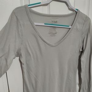 Miley Cyrus & Max Azria Cotton Long sleeve Tee with Shiny Silver Thread Size XL